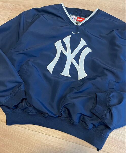 90s 00s NIKE ナイキ ヤンキース ナイロン プルオーバー ネイビー MLB