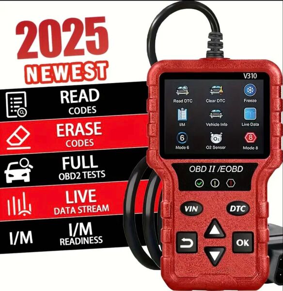 2025年最新型 OBD2 故障診断機 V310 自動車スキャンツール レッド