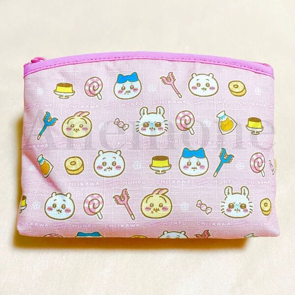 ちいかわ もぐもぐ本舗 京都 底はぎポーチ 総柄 洋菓子 ピンク 新品 伏見稲荷 ポーチ