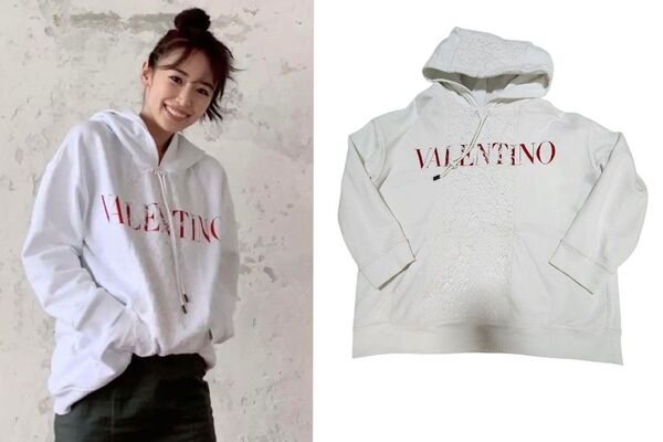 【良品】 VALENTINO ヴァレンティノ レースパネル ヘビーレース プルオーバー パーカー スウェット