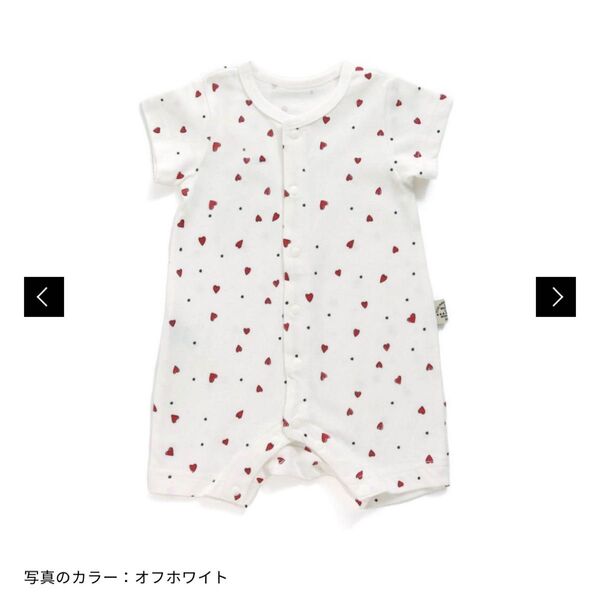 ベビーロンパース ハート柄 ドット柄 オフホワイト 70 breeze ブリーズ 半袖 半袖ロンパース 女の子 男の子 ベビー服