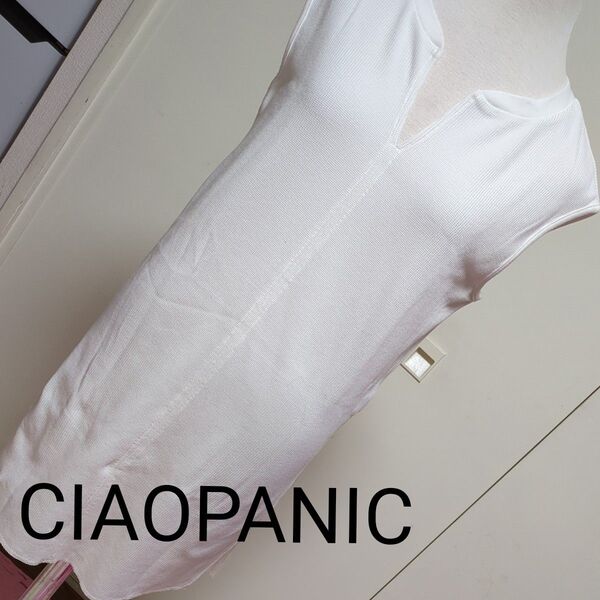 CIAOPANIC ノースリーブ ロングカットソー ワンピース ホワイト
