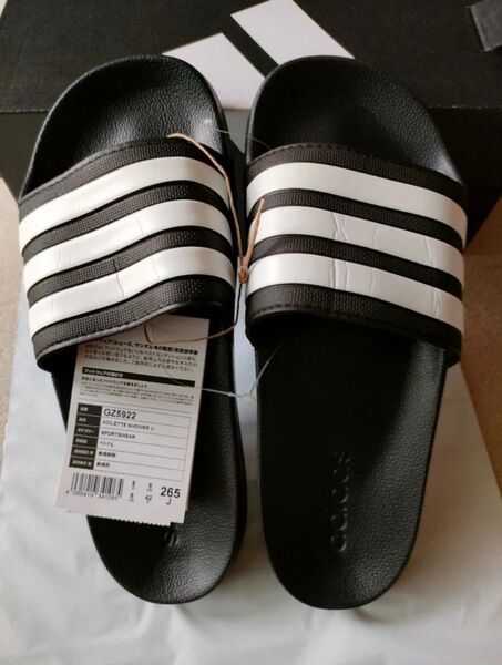 adidas アディレッタ シャワーサンダル 黒白 26.5cm GZ5922