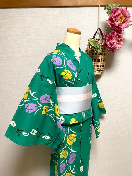 注染 本染浴衣 チューリップ 身丈(肩から) 149㎝