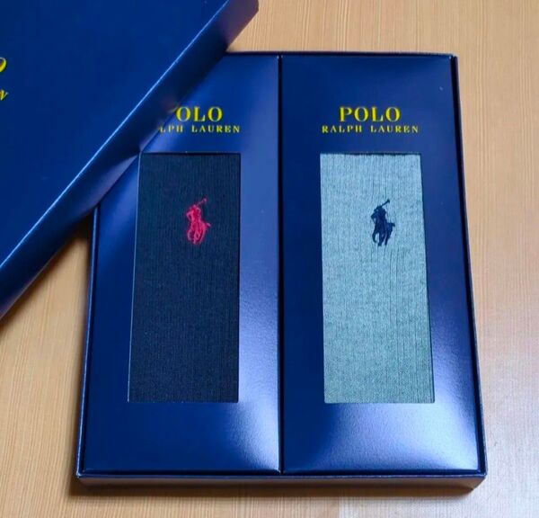 ポロ ラルフローレン ワンポイント刺繍クルー丈 メンズソックス 紳士靴下 2足セット ナイガイ正規品
