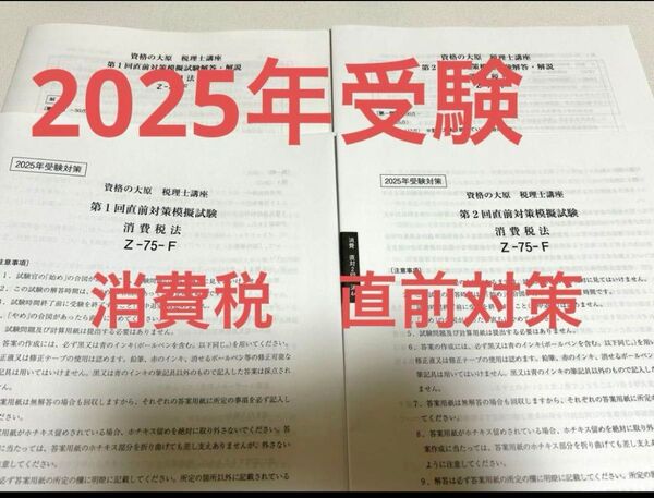 消費税法 2025年 直前対策模擬試験 資格の大原