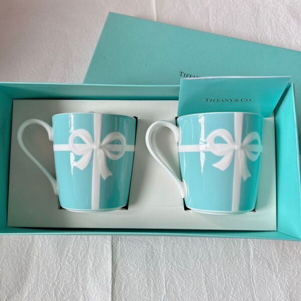 Tiffany & Co. リボンデザイン ペアマグカップ ティファニー 水色 マグカップ ペア
