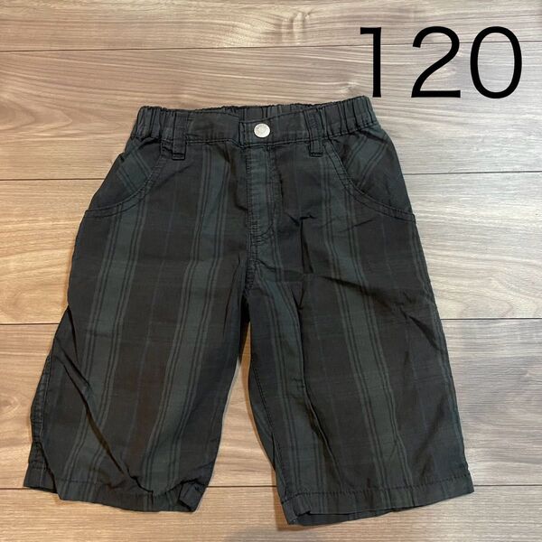 メーカー不明 キッズ120サイズ ハーフパンツ 黒色 チェック柄