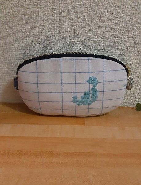 ミナペルホネンポーチフラット ハンドメイド パッチ&lake bird