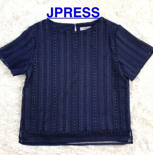 J.PRESS トップス ネイビー レース