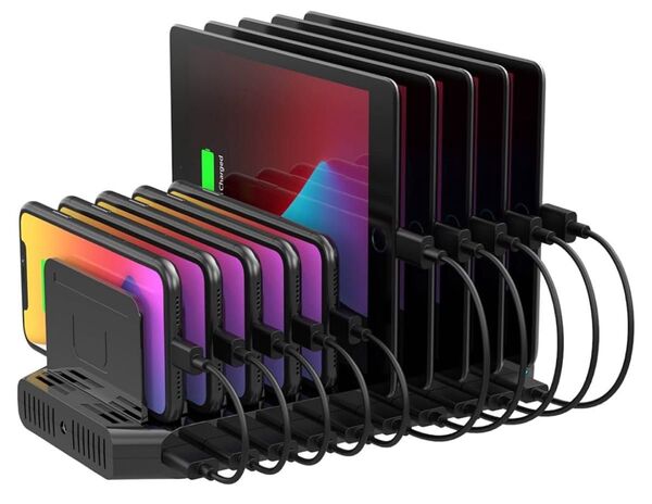 10台同時充電 USB充電ステーション10ポート スマホ充電スタンド 卓上収納