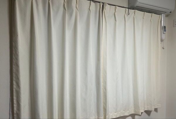 ニトリ カーテン&レースカーテン 計4枚まとめて 白 ホワイト【100cm×135cm.フック付き】