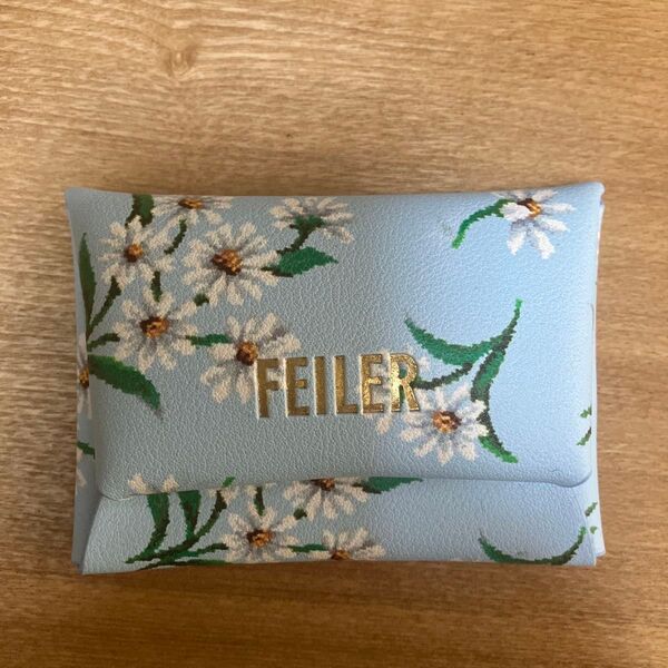 FEILER カードケース デイジー柄 水色 未使用に近い