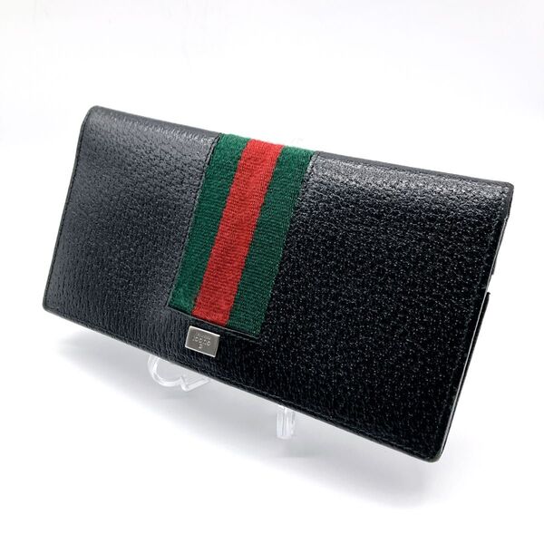 GUCCI グッチ 035 1661 2093 シェリーライン レザー 二つ折り 長財布 ウォレット レディース ブラック