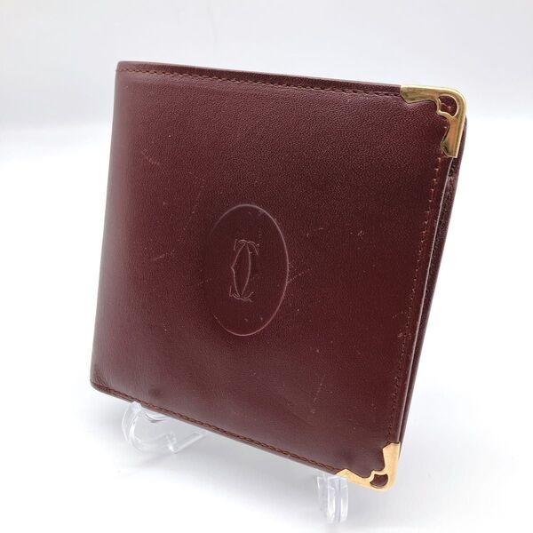 Cartier カルティエ マストライン レザー 二つ折り財布 ウォレット 札入れ 小銭入れ ボルドー
