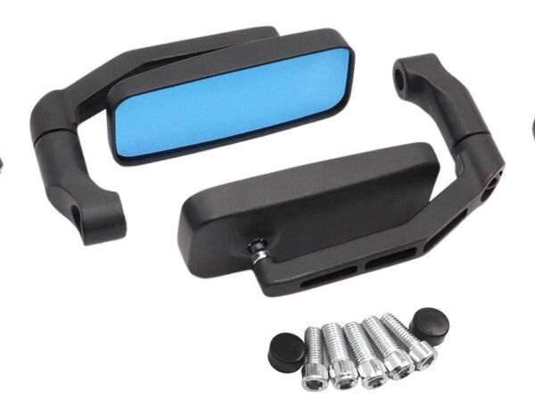 バイクミラー スクエア型 左右セット 8mm 10mm 付属 正ネジ 逆ネジ