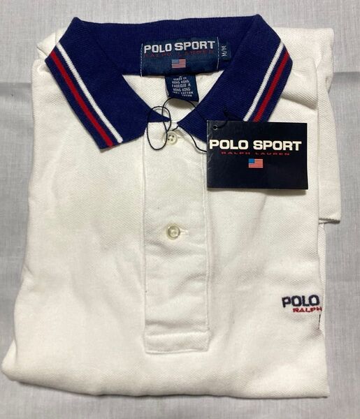 超レア! 90s ラルフローレン POLO sportポロシャツ M ホワイト 未使用 ビンテージ