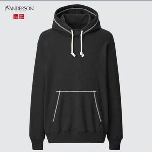 完売! ユニクロ JW ANDERSON コントラストステッチスウェットパーカ L ブラック 未使用