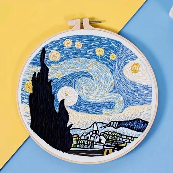 ゴッホ 刺繍キット 星月夜 ハンドメイド フレームなし