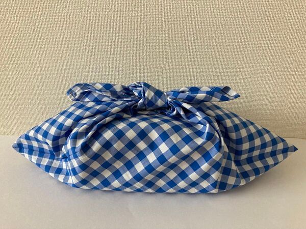 あずま袋(926)青白ギンガムチェック お弁当袋 内袋 ハンドメイド 綿ポリ生地 (色欠けあり)