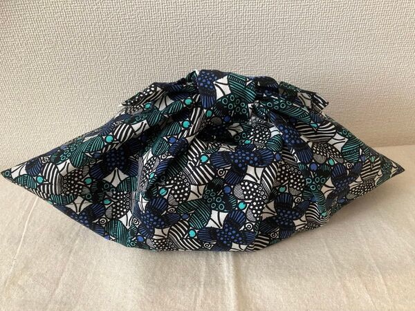 あずま袋(777)チョウ柄 北欧風 お弁当袋 内袋 ハンドメイド