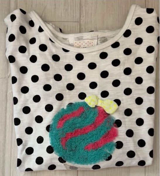 ★BRAN SHES☆水玉柄アイスクリーム刺繍Tシャツ 【130】