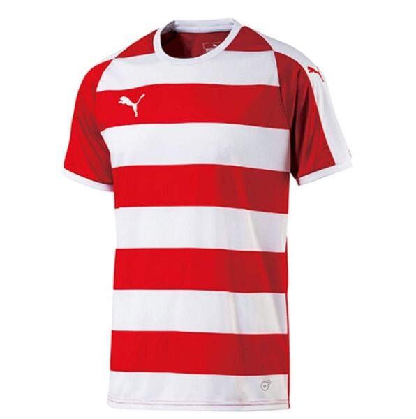 6月限定 超激安 新品 PUMA サッカー フットボール ジュニア 半袖 ストライプ プラクティスシャツ 赤×白 160サイズ