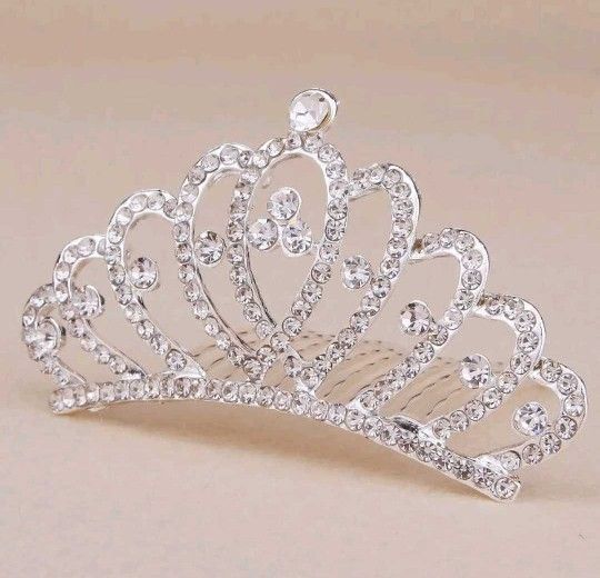 コームくし付ウエディングラインストーンミニティアラコスプレ結婚式バレエ子供発表会