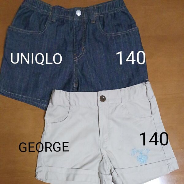 【2枚セット】140 UNIQLO & GEORGE 女の子 ショートパンツ キッズ ガールズ