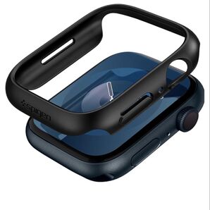 Spigen Apple Watch ケース 45mm 落下 衝撃 吸収 超薄型シン・フィット ACS04174 (ブラック)