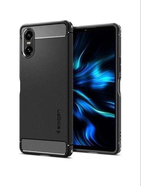 Spigen Xperia 10 VI ケース TPU ソフトケース ラギッド・アーマー ACS08298 (マット・ブラック)