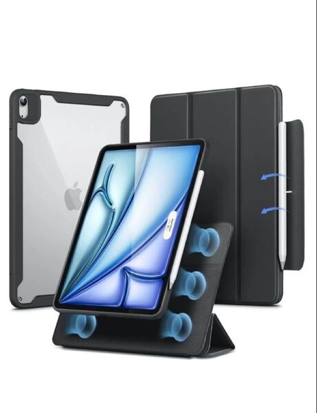 ESR iPad Air 11インチ ケース (M3/M2、2025/2024) Rebound 360シリーズ ブラック