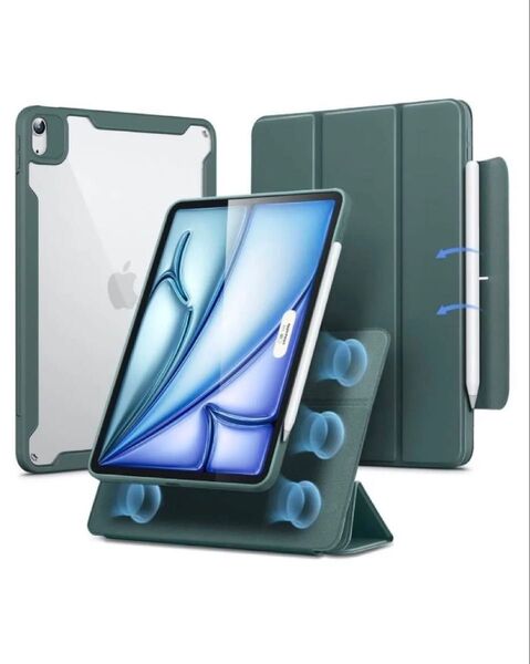 ESR iPad Air 11インチ ケース (M3/M2、2025/2024) Rebound 360シリーズ グリーン