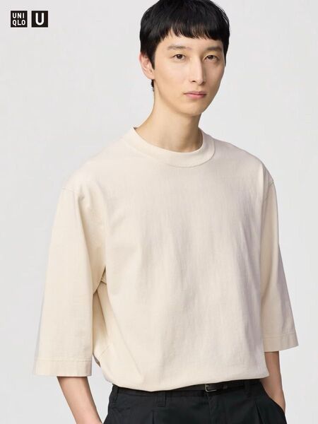 クルーネックtシャツ 7分袖 L natural ユニクロu UNIQLOu
