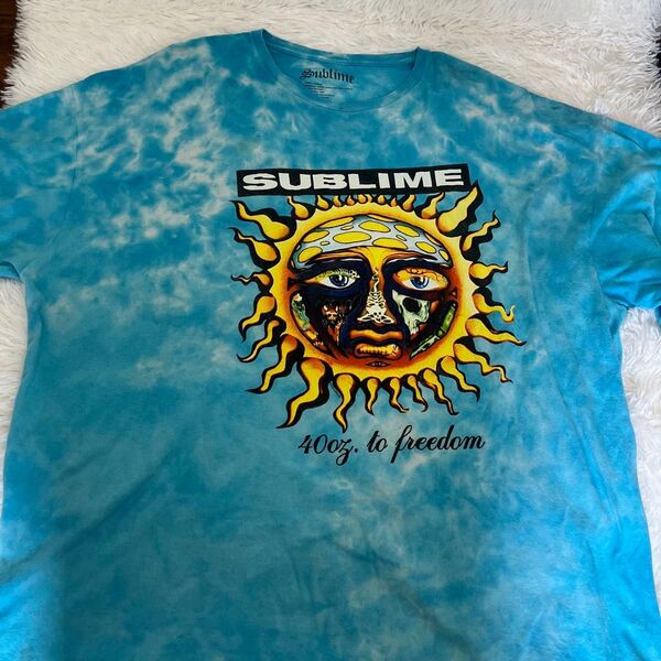 【超激レア SUBLIME T XXXL タイダイ柄 水色 ミスプリント ビンテージ 半袖Tシャツ 当時物 ロック 半袖