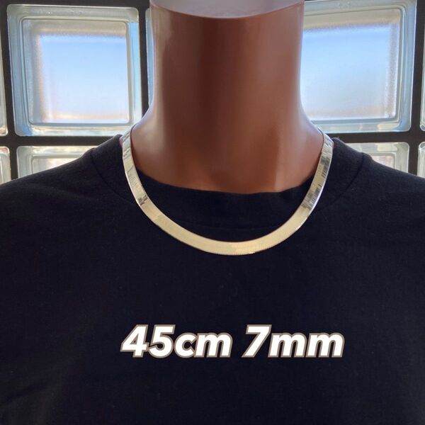 シルバー925 ネックレス 45cm 7mm 重厚 スネークチェーン ITALY チェーンネックレス