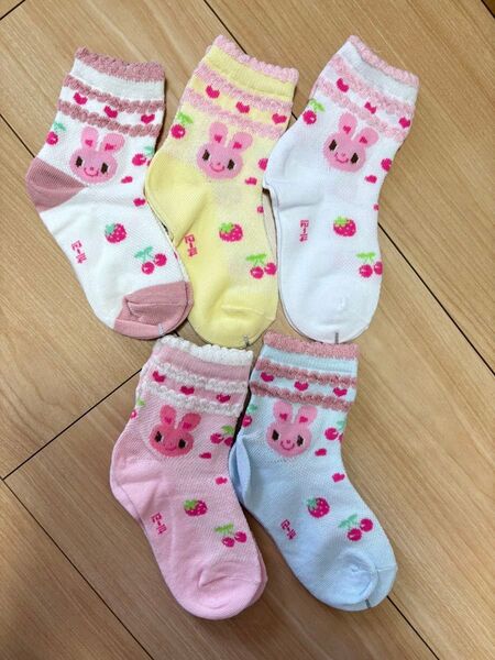 【新品】5セット女の子 うさぎ夏靴下12cm-14cm子ども用靴下キッズソックス