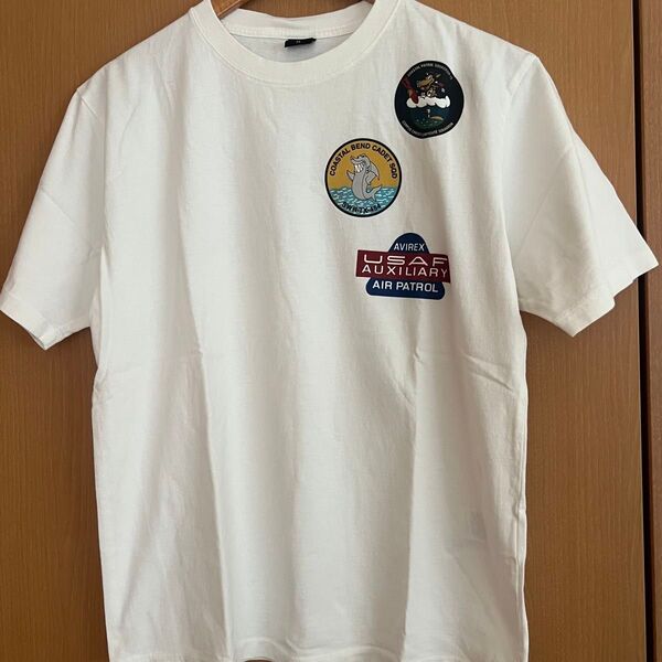 AVIREX アヴィレックス 半袖Tシャツ エアーパトロール バックロゴ パッチプリント サイズM ホワイト 着用品