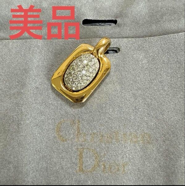 Christian Dior クリスチャンディオール ラインストーン付きペンダントトップ ゴールド/シルバー ビンテージ 美品