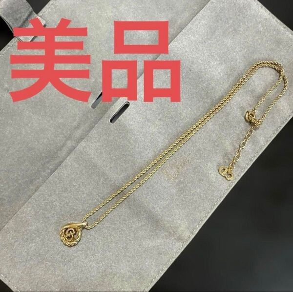 Christian Dior クリスチャンディオール CDロゴティアドロップネックレス ゴールドカラー ビンテージ 美品