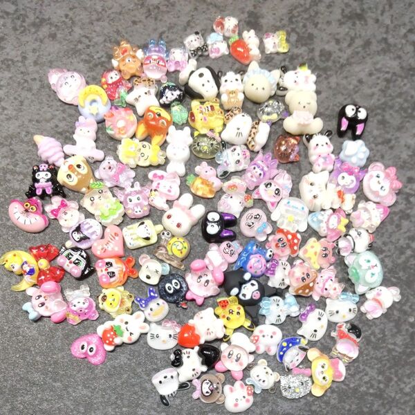 【128】ネイルパーツ プラパーツ キャラクター デコパーツ ハンドメイド y2k レジン 平成女児 在庫処分 セール 約100個