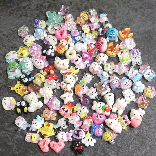 【130】ネイルパーツ プラパーツ キャラクター デコパーツ ハンドメイド y2k レジン 平成女児 在庫処分 セール 約100個