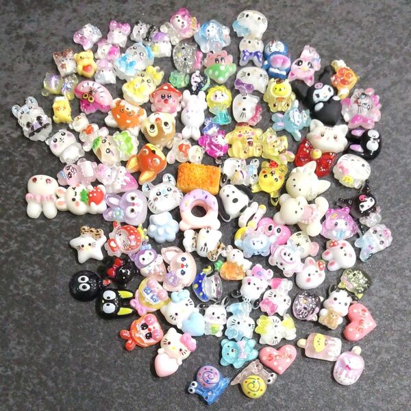 【131】ネイルパーツ プラパーツ キャラクター デコパーツ ハンドメイド y2k レジン 平成女児 在庫処分 セール 約100個