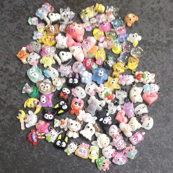 【139】ネイルパーツ プラパーツ キャラクター デコパーツ ハンドメイド y2k レジン 平成女児 在庫処分 セール 約100個