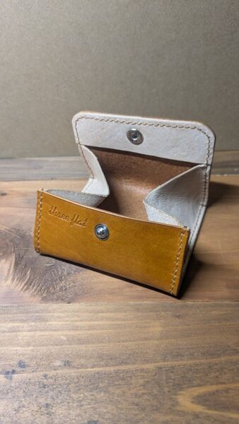 BOX型コインケース小銭入れ ヌメ革 ハンドメイド 手縫い 牛革 レザー