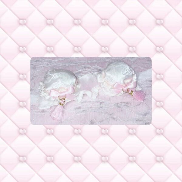 ぬい服 ヘッドドレス チャイナ 10~11cm 白×ピンク