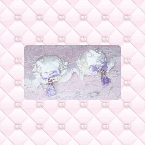 ぬい服 ヘッドドレス チャイナ 10~11cm 白×ラベンダー