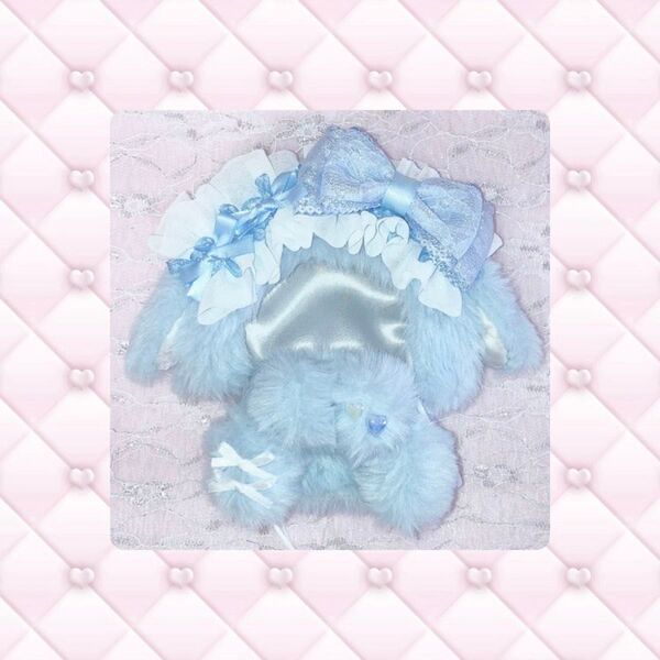 おすわりぬい服 着ぐるみ たれみみうさぎ 11~12cm 水色 白