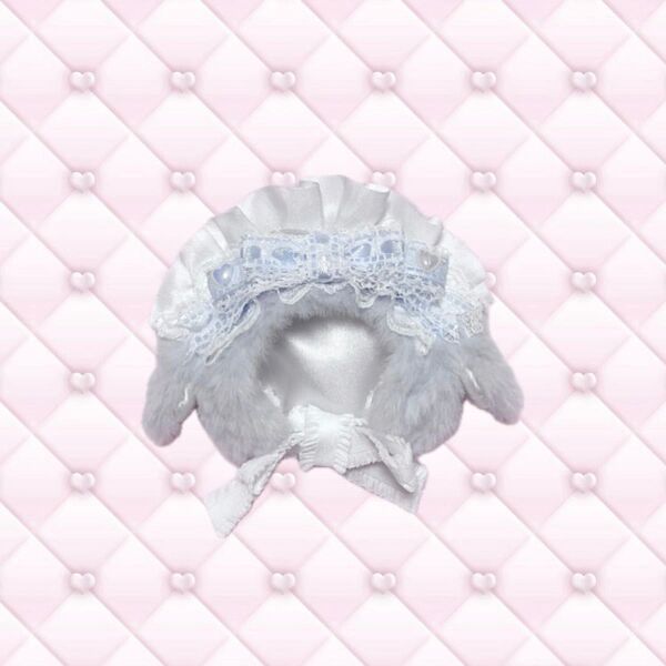 ぬい服 着ぐるみ 被り物 10~11cm ブルーグレー 白 水色