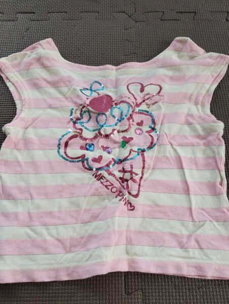 メゾピアノ mezzo piano ノースリーブTシャツ ピンク